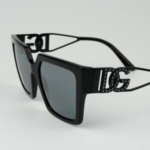 NEW D&G DG4446B 501/6G  Black Gray Mirrored Black Square Women Sunglasses
